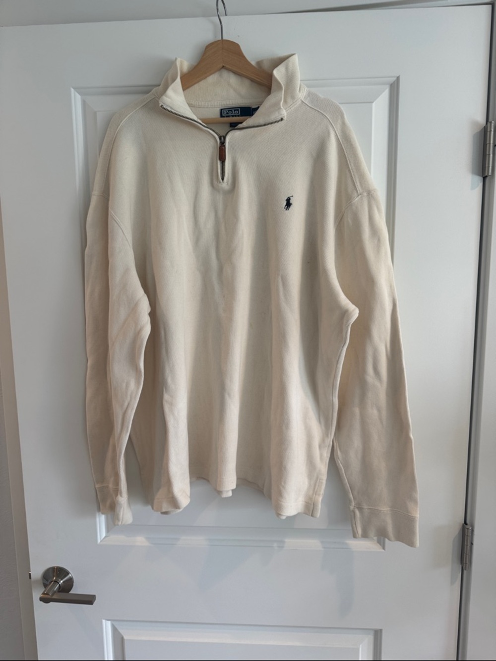 Vintage Polo Ralph Lauren Quarter Zip Pullover XXL Cream Project Piece - Picture 1 of 5